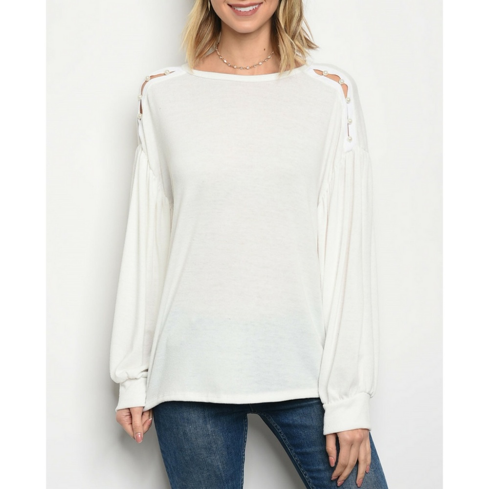 Ivory Puff Sleeve Top {Sweet Claire} - Picture 2 of 3